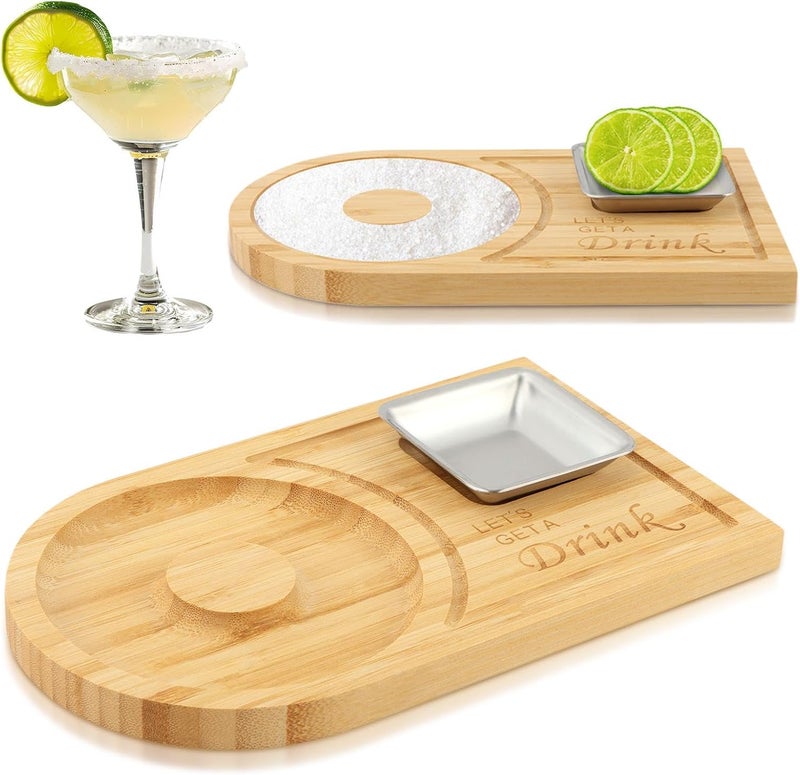 Ranjaner Margarita Salt Rimmer Set, Bamboo Wood Glass Rimmer, Home Bar Party Cocktail Set, Bartender Tool for Cocktails, Sugar and Salt Rimmer for Wide Glasses up to 4.7" - Image 1